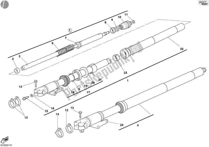 Wszystkie części do Przedni Widelec Ducati Sport ST4 S ABS 996 2003